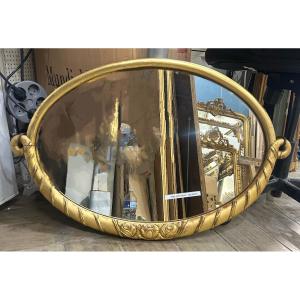 Oval Art Nouveau Mirror 79lx51h Glass Ancien