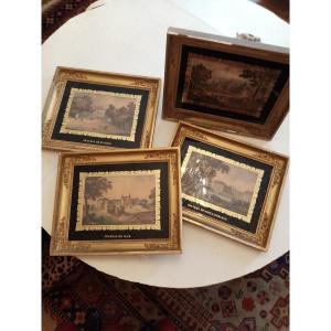 Rare Suite Of 4 Polychrome Engravings