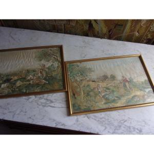 Pair Of Framed Embroidered Silks