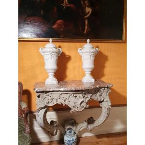 Pair Of Large 19th-century Biscuit Porcelain Cassolettes