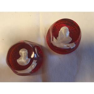Set Of 2 Crystal Paperweights