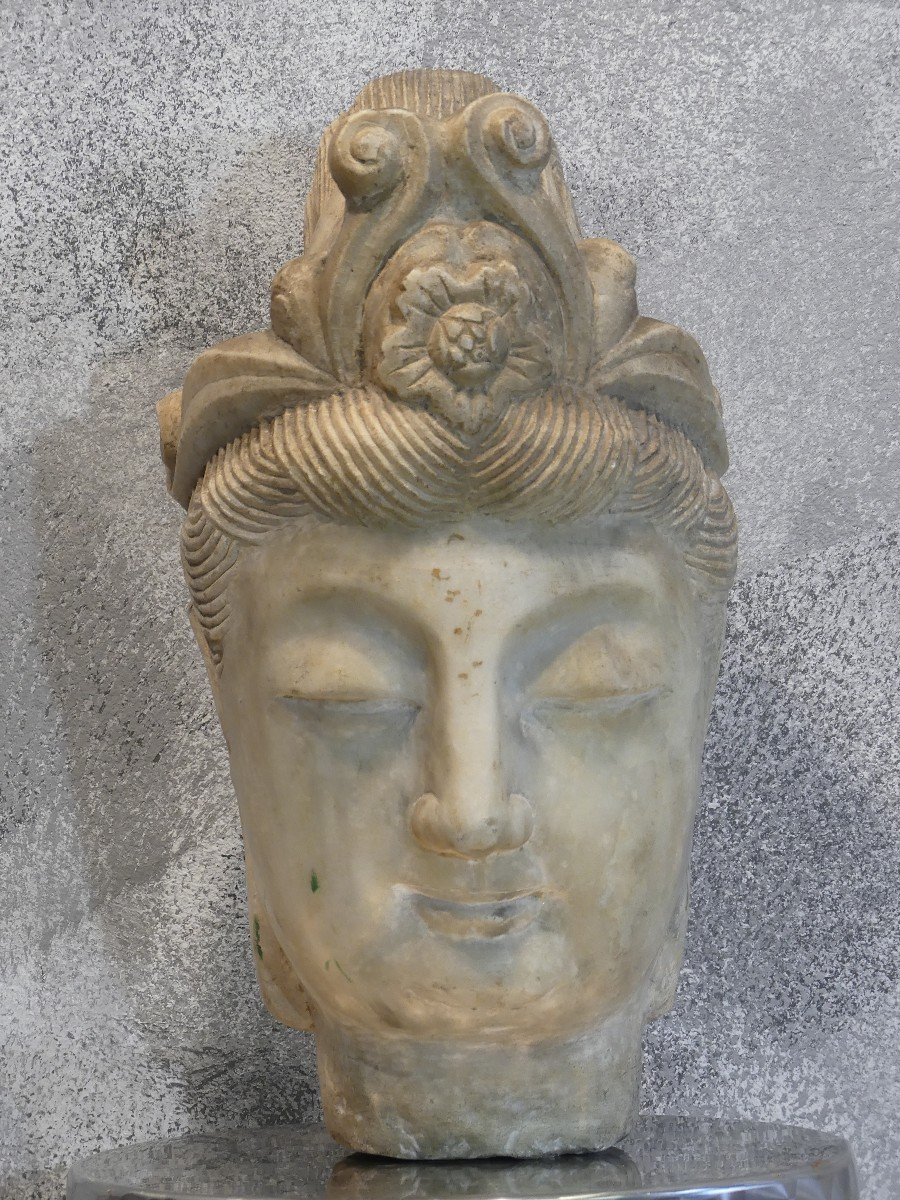 GRANDE TESTA DI BUDDHA PRIMI DEL XIX SECOLO-photo-2