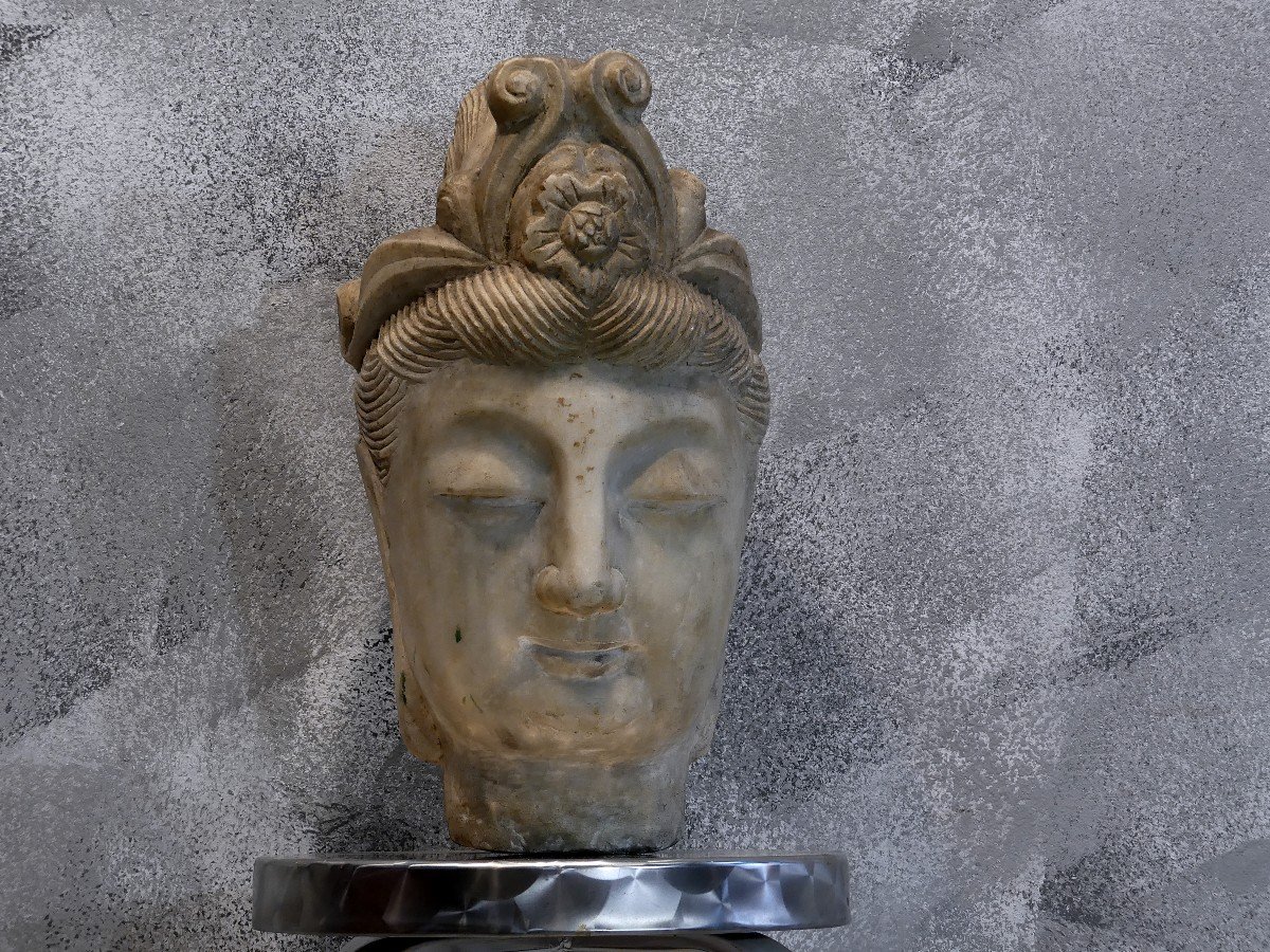 GRANDE TESTA DI BUDDHA PRIMI DEL XIX SECOLO