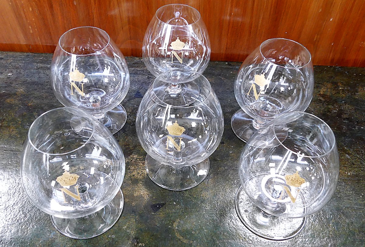 Vintage Baccarat Crystal Large Napoleon Cognac Brandy Snifter Glasses-photo-3