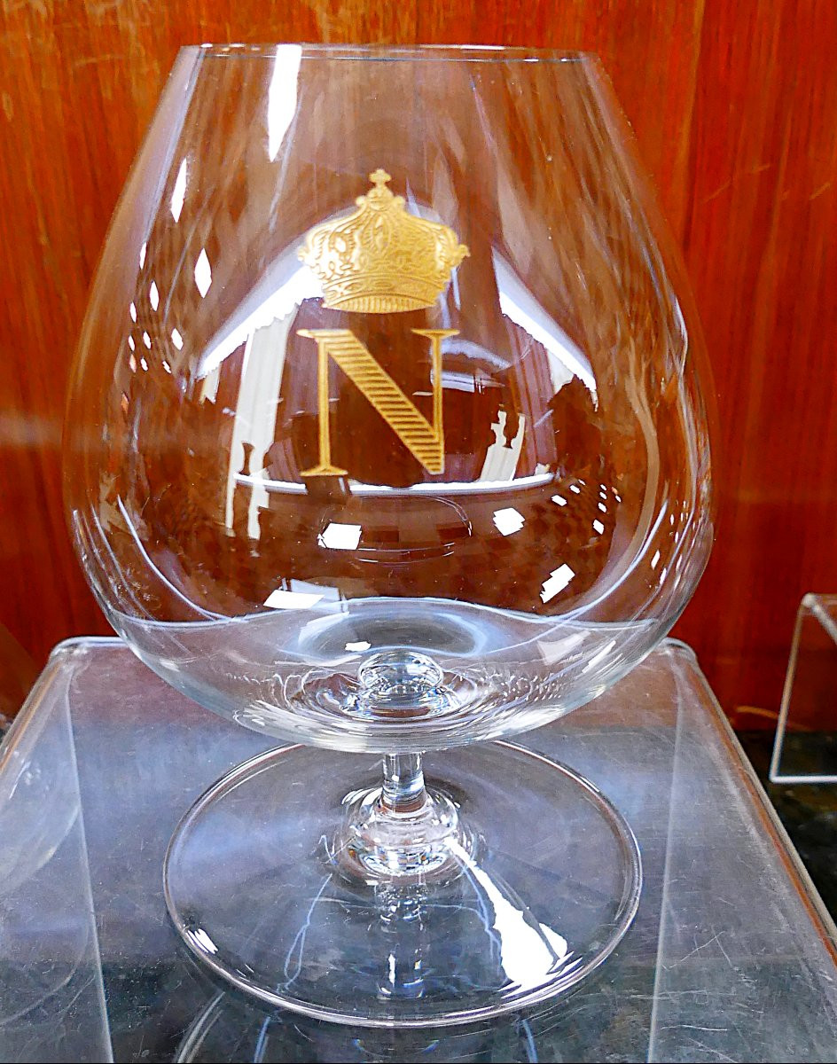 Vintage Baccarat Crystal Large Napoleon Cognac Brandy Snifter Glasses-photo-4