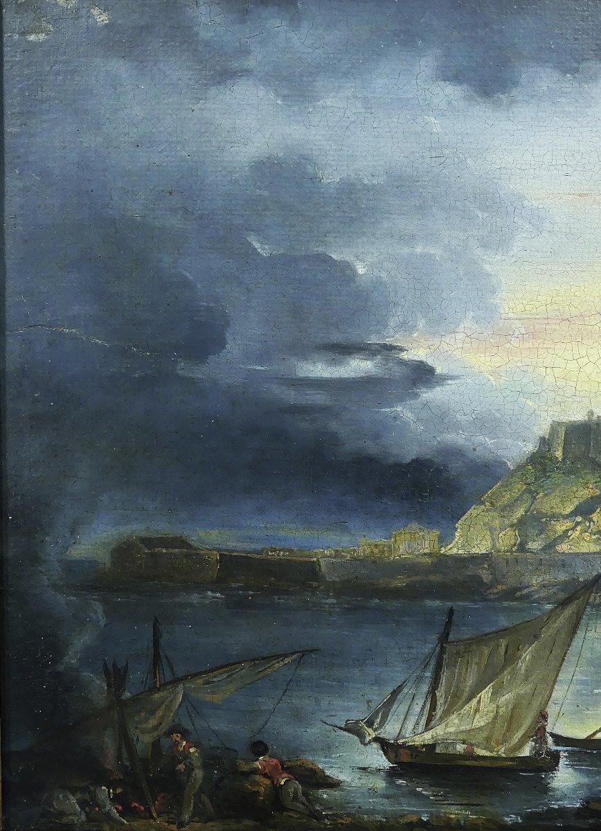 GIUSEPPE AMARETTI  VEDUTA DEL GOLFO DI GENOVA CON LA LANTERNA E PESCATORI-photo-4