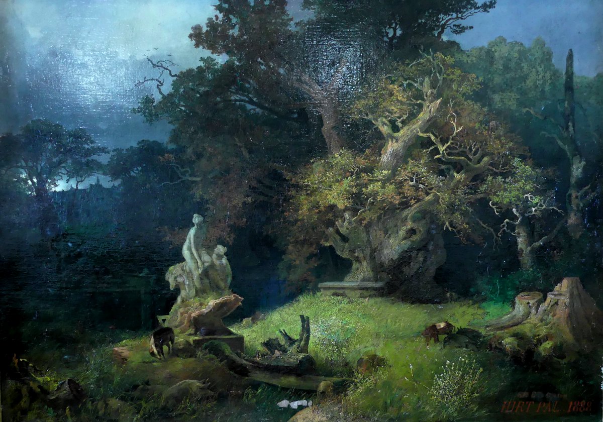 Horti, Pál (1865 - 1907) "PARCO DI BUDAPEST"-photo-2