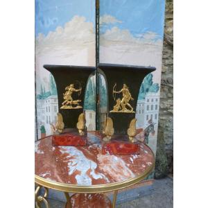 Pair Of Large Sheet Metal Vases From The Empire Period.