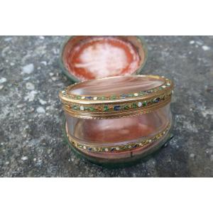 Oval Rock Crystal Box, 18th Century Gold Mount