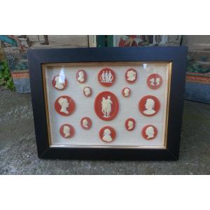 Suite Of Wax Cameos In A Frame.