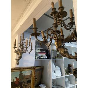 Important Pair Of Bronze Wall Lights 