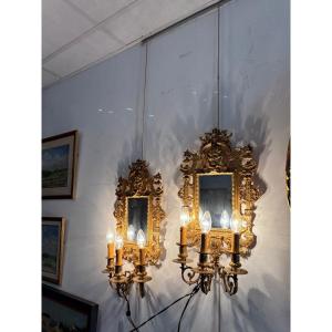 Pair Of Gilded Bronze Sconces N |||
