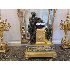 Large Bronze Clock Signed Lepaute