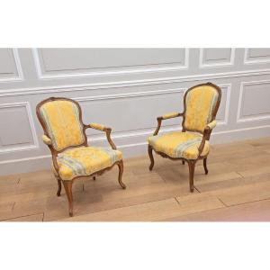 Pair Of Louis XV Period Cabriolet Armchairs