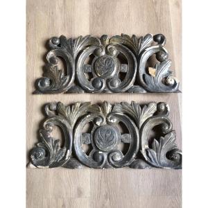 Pretty Pair Of Silver Wood Elements