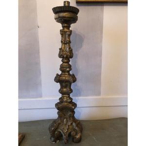 Eighteenth Century Golden Wood Candlestick