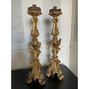 Pair Of Piqué Candles Italy XVIII Eme 