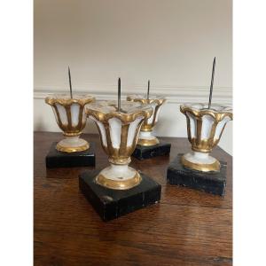 Lot Of 4 Small Candlesticks Italy XVIII Eme 