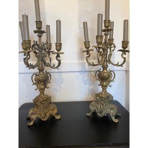 Pair Of 19th Century Bronze Candlesticks 