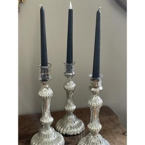 Set Of 3 Glass Candle Holders