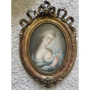 Pastel Woman With Bare Breast