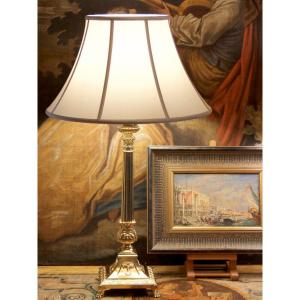 Gilt Bronze Candle Pique Mounted In Lamp