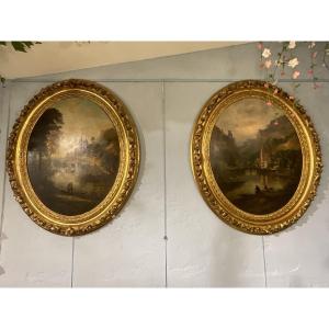 Pair Of Paintings On Wood 