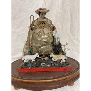 Globe Protecting A Shepherdess And Her Sheep 