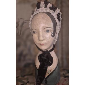 Antique Mid-19th Century Papier-mâché Marotte Head