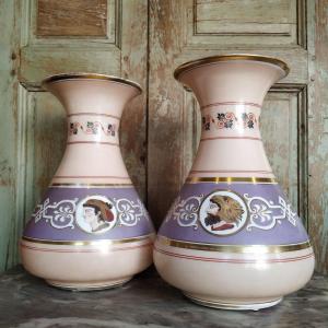 Pair Of Mid-19th Century Opaline Vases