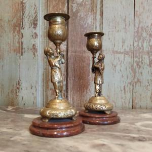 Pair Of Late 19th Century Candle Holders