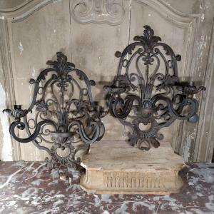 Pair Of Rocaille Style Wall Lights