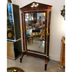 Empire Period Mahogany And Bronze Psyche Mirror 