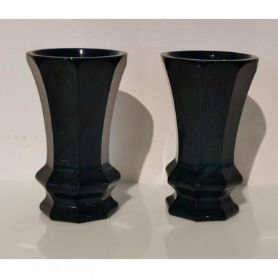 Lithyaline Glass Vases From F.egermann, 19th.