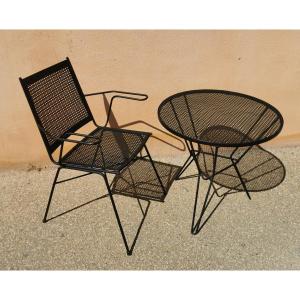 Mathieu Mategot Table And Armchair, 1950s