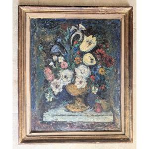 Still Life With Bouquet, Framed. Jean-claude Imbert (1919-1993)