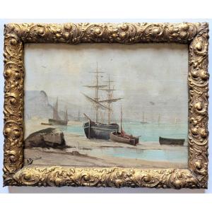 A.budin Framed Marine Painting. Late 19th Century 