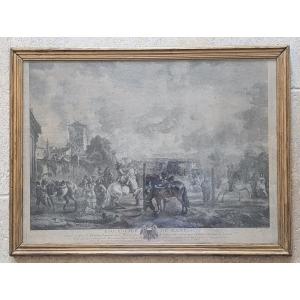 The Academy Of The Riding School After Ph. Wouverman, Engraved By J. Moyreau 1742