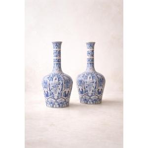 Pair Of Delft Vases