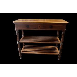 Two-tier Walnut Serving Cart