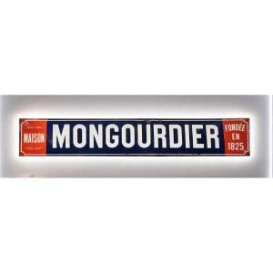 Large Enamel Advertising Sign "maison Mongourdier – Founded In 1825" – 3 Meters