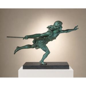 Huntress With Javelin émile Joseph Carlier, Circa 1920