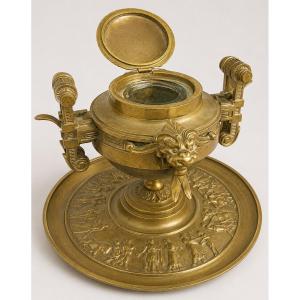 Second Empire Gilt And Patinated Bronze Desk Inkwell