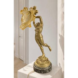 Art Nouveau Bronze Lamp By Margueritte Syamour
