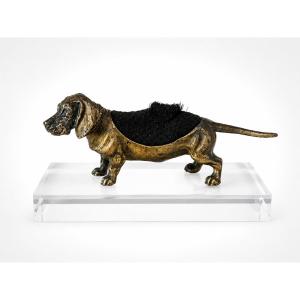 Charming Viennese Bronze Wiper Featuring A Dachshund