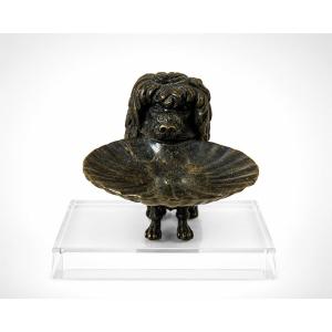 Charming Vienna Bronze Letter-holder Depicting A Spaniel - 19th Century