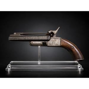 Spear-type Hunting Pistol, Double-barreled Side-by-side With Retractable Bayonet – 19th Century