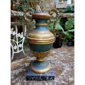 Decorative Element. Gilded And Painted Wood.