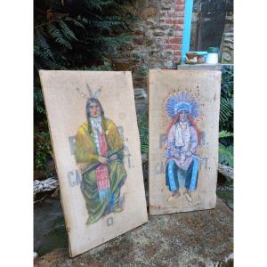 Pair Of Paintings Depicting Sioux