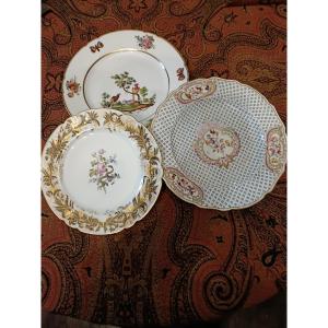 Set Of 3 19th Century Paris Porcelain Plates